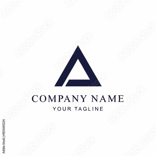 Minimalist Dark Blue Triangle Logo Design for Company Branding.