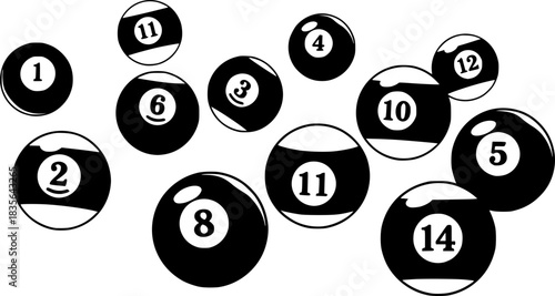 vector collection of billiard pool balls with numbers.
