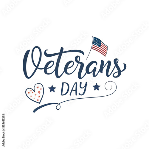 Patriotic Veterans Day greeting with American flag