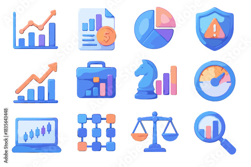 Icons matrix cost vector strategy arrow overview financial trend icon portfolio d