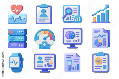 Dashboard wearable healthcare diagnosis data icons medical vector chart analytics icon treatment