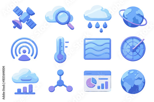 Observation weather atmospheric icon vector earth beam path node d detection