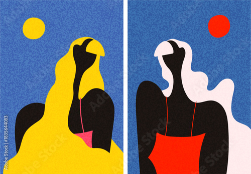 Silhouettes of girls. Modern flat vector illustration.