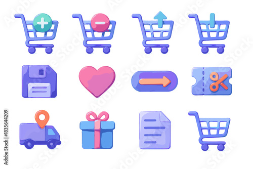 Add icon vector later d item to decrease wrap gift cart shopping