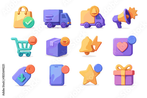 Notification request wishlist vector icons flash stock shopping update icon cart review