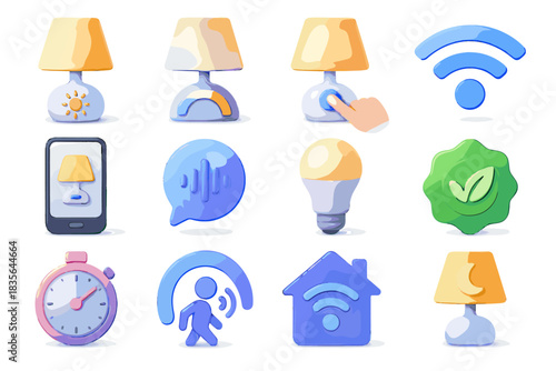 Efficiency vector motion icon smart panel lamp connectivity color control home light
