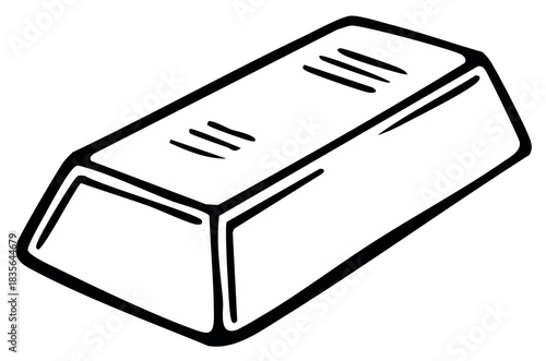 Gold bar illustration. A hand-drawn sketch of a gold ingot.