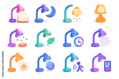 Glow icon mode d reading vector lamp smart motion night timer focus