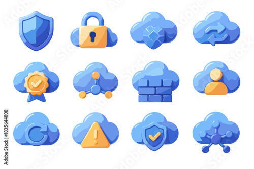 Icon transfer shield security protection encrypted authentication vector alert d control cloud