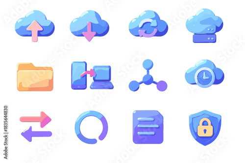 Cloud progress vector server transfer data circle icon secure d link
