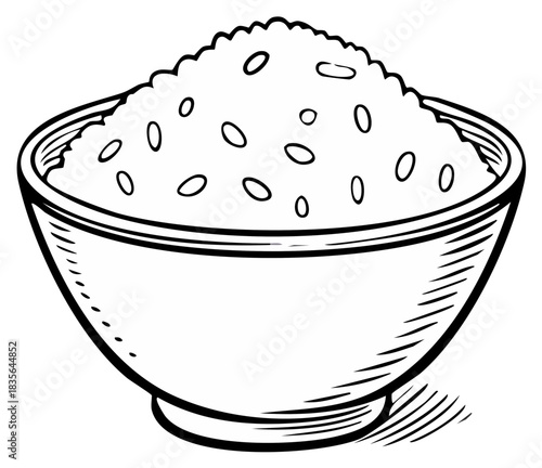 Illustration of a Bowl Full of Cooked Rice with Whole Grains