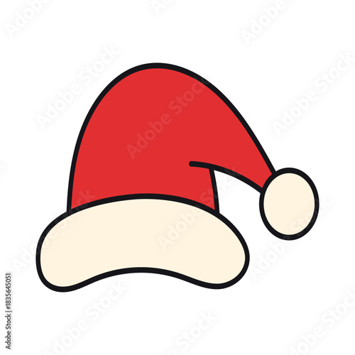 Festive red Santa hat with white trim, a classic symbol of holiday cheer and seasonal celebration