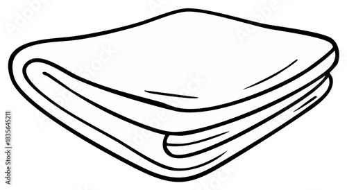 Neatly folded laundry towel or blanket simple black and white illustration