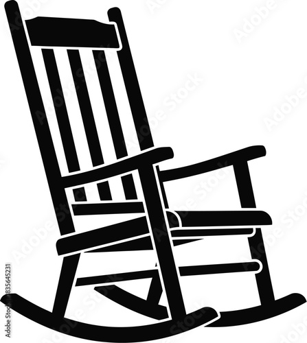 Rocking chair vector illustration icon, silhouette 