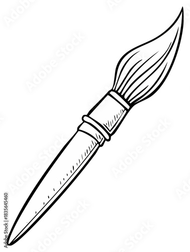 Artist's paint brush illustration in black and white for creative projects
