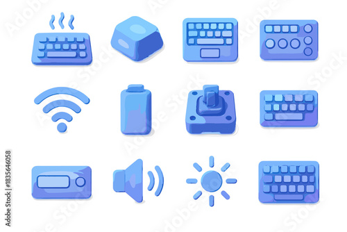 Icon keyboard d control macro status vector wireless keys buttons charge