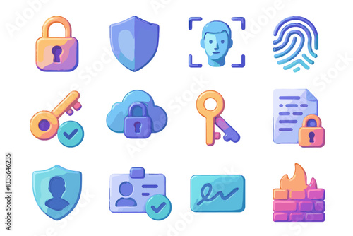Badge digital data verification icon access shield banking vector secure face