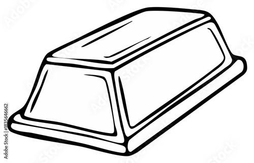 Black and white illustration of a single gold bar with bold outlines