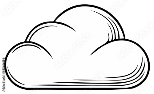 Stylized black and white cloud outline vector illustration in a classic cartoon or comic book art style