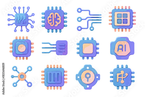 Vector smart interface embedded board icon line data integration ai node neural