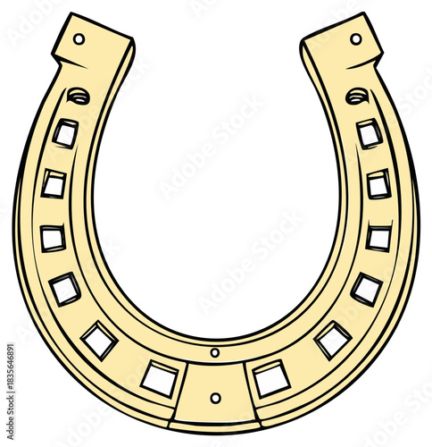 Vector illustration of a lucky golden horseshoe for equestrian and western themes