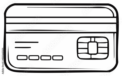 Illustration of a credit card with chip and magnetic stripe, ready for payment transactions.
