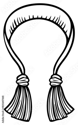 Simple line art illustration of a traditional Jewish tallit katan for religious and cultural design applications