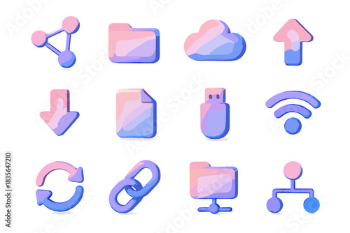 Nodes arrow d folder link cloud icon shared peer vector drive download