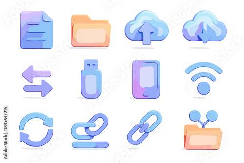Transfer document bar link progress file shared upload icon d cloud vector