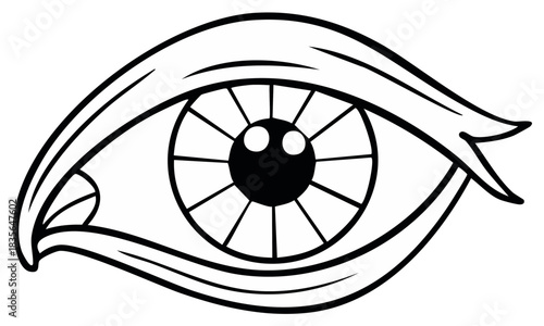 Stylized Eyeball Outline Simple Vector Design Human Vision Sight Organ Anatomy