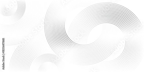 White geometric abstract background overlapping layers on bright space with line effect decoration. Circle style concept modern graphic design element for banner, flyer, card.