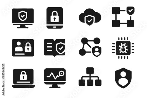 Icons textures cells graph no icon cybersecurity set equal vector optional alignment