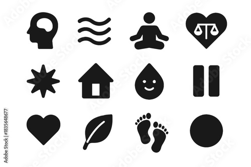 Icon mental pause optional icons solid vector set background health negative no