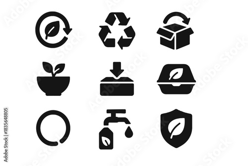 Shading biodegradable vector packaging geometric placed sustainable appearance carton icons icon no