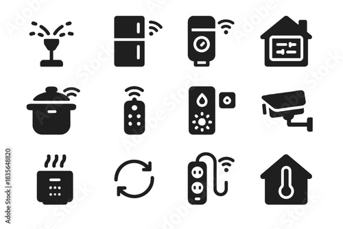 Integrated balanced icon smart camera connected ui vector icons control cooking home