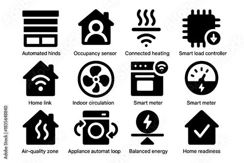 Icon icons readiness energy connected vector smart background textures appliance geometric home