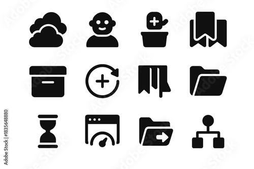 Icon limiter no icons sync digital flat symbol clean vector decluttering black