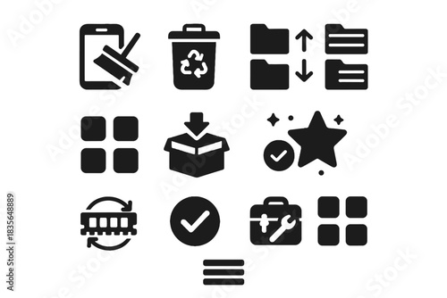 Vector device icon digital symbol cells inside no marker square decluttering icons