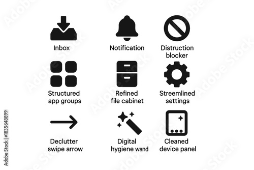 Vector digital optional icon decluttering icons bell space streamlined gradients swipe app