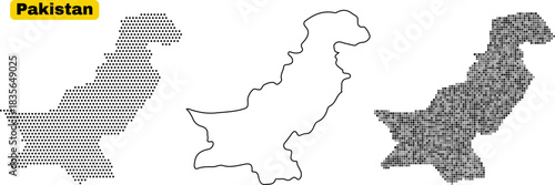 Pakistan map set vector illustration in different styles for infographic and geographic representation
