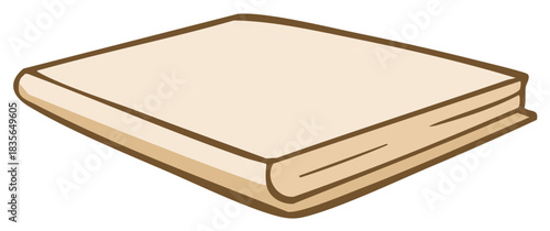 Closed beige book illustration lies flat on table surface for writing document idea vector