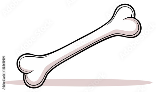 Single Bone Cartoon Vector Illustration, Mammal Bone, Simple Cartoon Style