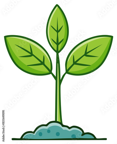 Vibrant cartoon seedling sprout growing from fertile soil plant life growth illustration