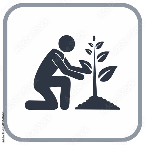 Person planting a tree. Vector illustration of a gardener working in the garden, care of nature.