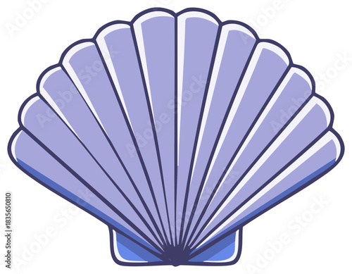 Cartoon illustration of a blue seashell icon or logo element.