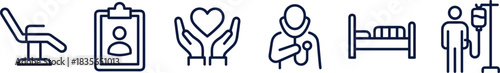 Medical service icon set, patient care graphic, healthcare professional symbol, IV treatment badge, hospital facility illustration, compassion element