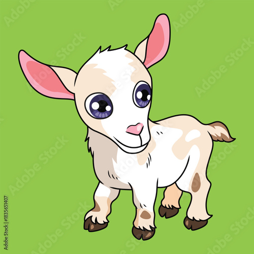 Cute domestic animal goat cartoon character vector Illustration
