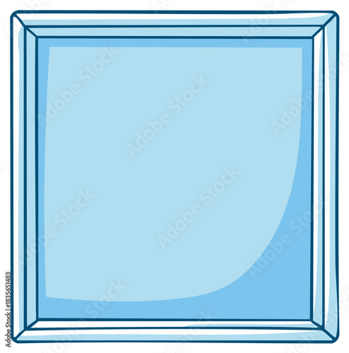 Simple Hand Drawn Blue Glass Square or Ice Cube Icon Vector Illustration