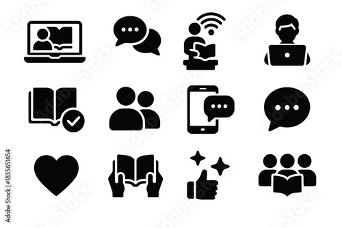 Club session icons group library virtual chat comment challenge sharing icon event