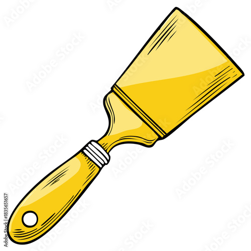 Yellow paint scraper tool with a clean simple design and smooth handle